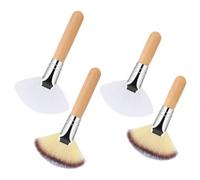Highlighter Brush Makeup - 4,53 x 2,48 Inches 4 pezzi Soft Bristle Fan-Shaped Powder Brush Set, Wooden Handle Cosmetic Applicators | Blush and Face Highlighter Brushes For Women Girls