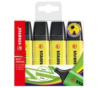 Stabolo Boss 70 Confezione da 4 pennarelli fluorescenti - corsa tra 2 e 5 mm - ricaricabile - inkjet base acqua - colore giallo