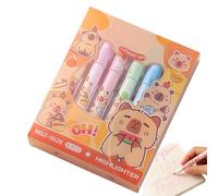 Highlighters Capybara - Penne vibranti per la punta dello scalpello, set inchiostro colorato assortito | Strumenti per la scrittura decorativa senza lebbie, simpatico pacchetto articoli carto