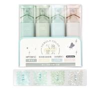 Highlighters Glitter - Pennelli per appunti luminosi | Pennarello, Penna Estetica | Set di 4 Pezzi Con Colori A Prova Di Macchia, Pennarello Elegante Per Quotidiano, Forniture Scuola