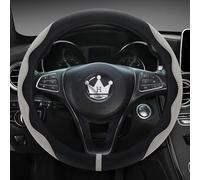 HighnessHwoo Lussuoso coprivolante in alcantara per auto, in morbida pelle, imbottito, per berlina, SUV, accessori interni auto, copertura sottile per maniglia auto, universale, antiscivolo, 37-38cm