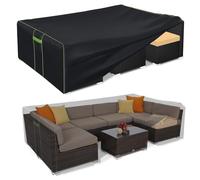 HIGHTQURO Copertura impermeabile per mobili da esterno, copertura rettangolare per tavolo e sedia con maniglie, prese d'aria e fibbie, 248,9 x 78,9 x 32 cm (lunghezza x larghezza x altezza)