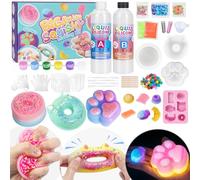 Highttoy Kit Squishy Grandi Silicone Liquido Luminosi Fai Da Te, 480ml Rapporto 1:1 AB Squishy Gomma Siliconica con 9 Stampi e Accessori, Giochi Sensoriali Antistress, Regali Bambini 6+ Anni