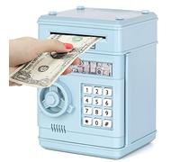 Highttoy Salvadanaio Bambini, Cassaforte con Combinazione Salvadanaio Elettronico Regalo Bimbo 3-12 Anni Maschio Cassa di Risparmio Bancomat Salvadanaio Blu Chiaro