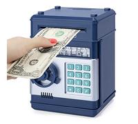 Highttoy Salvadanaio Bambini, Cassaforte Salvadanaio Elettronico con Combinazione Regalo Bimbo 3-12 Anni Maschio Money Vault Bancomat Salvadanaio per Bambini Blu Scuro