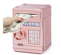 Highttoy Salvadanaio Elettronico Bambina con Codice, Giochi Bimba 3-12 Anni Regalo, Cassaforte Salvadanaio Bancomat Monete Banconote Cassa di Risparmio, Oro Rosa