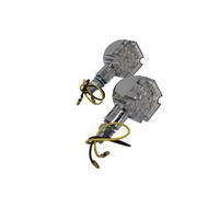 Highway Hawk Coppia Di Intermittenti Croce Malta A LED Cromo Filettatura M8 Moto