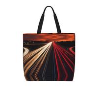 Highway Light Print Canvas Tote Bags per le donne Borsa della spesa riutilizzabile Grande Palestra Tela Panno Sacchetto Portatile Shopping Borsa con Tasca Interna