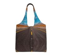 Highway Road in The Desert Landscape Print Canvas Tote Bags per le donne Borsa della spesa riutilizzabile Grande Palestra Panno di Tela Sacchetto Portatile Shopping Borsa