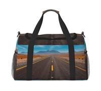Highway Road in the Desert Landscape Print Weekender Bag,Borsa da palestra con,bagaglio a mano Borsa da viaggio per il fine settimana e borsa a tracolla per viaggi fitness