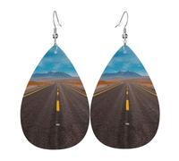 Highway Road Nel Deserto Paesaggio Lacrima Orecchini in Pelle Donna Stampa Pendente Con Gancio Moda Vintage Party Usura Quotidiana, Misura unica, Pelle