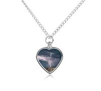 Highway Tornado Lightning - Collana con urna per ceneri a forma di cuore, impermeabile, con kit di riempimento, catena regolabile da 70,1 cm, gioiello per la cremazione, regalo di simpatia per gli