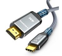 Highwings Cavo USB C a HDMI 4K 0.5M, cavo USB C HDMI UHD Thunderbolt 3, compatibile con iPhone 15 Pro/Plus/Max, MacBook Pro/Air, iPad Pro/Air, Surface Book 2, Dell XPS, Galaxy S10/S9, ecc. (nero)