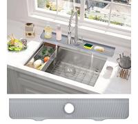 highydroLED Paraspruzzi per lavello da 81,3 cm, tappetino per rubinetto da 81,3 x 14 cm, tappetino in silicone per scolapiatti per cucina, bagno, lavanderia, fattoria, bar e camper (grigio)