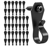 HiGift Confezione da 40 ganci per luci a corda, in acciaio inox, colore nero, ganci a vite per esterni, per appendere luci di Natale, piante, luci per feste e luci a LED