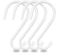 HiGift - Ganci a S con rivestimento in vinile da 15,8 cm, resistenti, a forma di S, per appendere piante, cesto, luci, vestiti, jeans, pentole, asciugamani, cappelli (4 pezzi), colore: bianco