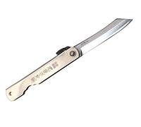 HIGO NO KAMI Coltello Tascabile Pieghevole Giapponese Warikomi SK Steel Lama 6cm Manico Argento Fatto a Mano in Giappone da Nagao Kanekoma