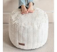HIGOGOGO Pouf ottomano imbottito, rotondo, moderno, imbottito in schiuma, poggiapiedi, per soggiorno, sedia, decorativo, 50 x 38 cm, stile bohémien, per matrimoni, feste di Natale, colore: beige