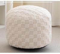 HIGOGOGO Pouf rotondo imbottito ottomano, pouf a quadri con riempimento in pe...