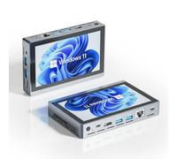 HIGOLEPC Mini PC Win 11 Pro, Celeron N5095 Mini Computer con ventilatore, 8 GB DDR4, 128 GB ROM, USB-C Mini PC con schermo, Micro PC WiFi 5.0 BT5.2 4K 60Hz triplo display con batteria, mini computer