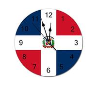 Higoss Orologio da parete con bandiera della Repubblica Dominicana, orologio da parete rotondo moderno a batteria, grandi numeri, orologio da appendere per cucina, casa, ufficio, bagno, camera da