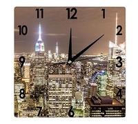 Higoss Orologio da parete quadrato New York City New York Skyline silenzioso senza ticchettio orologio 30,5 cm, funzionamento a batteria accurato paesaggio/paesaggio urbano fattoria/casa/ufficio Decor