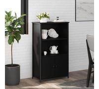 Higsose Credenza Nera 62x32x103,5cm in Legno Multistrato Mobile Ingresso Corridoio Libreria Moderna Cassettiera Camera da Letto Vetrina Soggiorno Mobili Per Ufficio Armadio Dispensa per Cucina