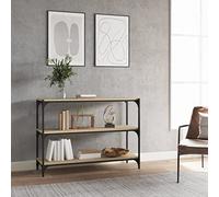 Higsose Libreria in legno di rovere Sonoma, scaffalatura in legno e acciaio, scaffalatura in legno, per soggiorno, mobili, in legno, 100 x 33 x 70,5 cm