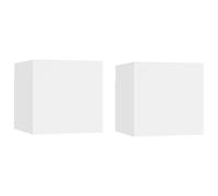 Higsose Set di 2 comodini per camera da letto, 30,5 x 30 x 30 cm, design alla moda, per divano, da parete, bianco, soggiorno, in legno