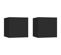 Higsose Set di 2 comodini per camera da letto, 30,5 x 30 x 30 cm, design alla moda, per divano, da parete, colore nero, per soggiorno, in legno