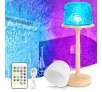 HIGSPE Lampada a Onde D'acqua Girevole, 16 Colori Lampada Aurora Boreale, Proiettore Stelle Soffitto Dimmerabile con Telecomando, Wave Lamp Luce Notturna Ricaricabile per Decorazione Camera da Letto