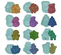 Higtok - Stampini Tagliabiscotti Stampo Biscotti a forma di Natale, 12 pezzi, 3D, per biscotti a forma di Natale, per bambini, per torte