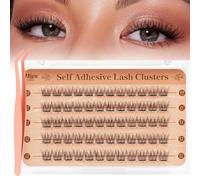 Higu clace Self -Adhesive-Cluster-Lashes Natural Look, Pre-Glued-Eyelashes D Curl Mix 10-12mm, 60 Pcs Pre Glued Lash No Glue Deeded, Press on Lashes Easy to Use(Natural Y)