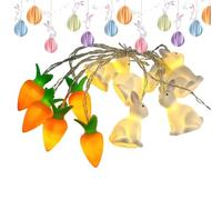 higyee Luce A Corda con Coniglietto Pasquale E Carota - 1,5 Metri Divertenti Lucine Pasquali A LED | Lampada Decorativa con Corda con Decorazioni di Coniglietto E Carota per Il Giardino di Casa