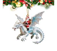 higyee Ornamenti per L'Albero di Natale del Drago | Babbo Natale A Cavallo di Un Drago Volante Ornamento per Albero di Na-Tale | Divertenti Decorazioni Festive in Acrilico 2D per La Casa (Bianco)