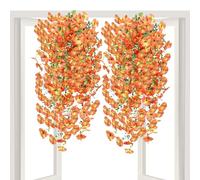 higyee Piante Artificiali Da Esterno - 2 Pezzi Di Fiori Finti Pendenti Realistici | Fiori Pendenti Artificiali Resistenti Ai Raggi UV | Piante Finte Da Esterno Per La Casa, Il Giardino (Arancione)