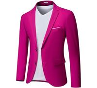 Hihawk Giacca da uomo slim fit, giacca casual a due bottoni, giacca sportiva leggera per tutti i giorni., Fucsia, 3XL