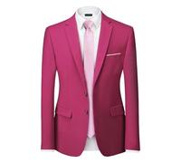 Hihawk Giacca da uomo slim fit, giacca casual a due bottoni, giacca sportiva leggera per tutti i giorni., Fucsia, 3XL