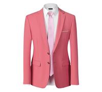 Hihawk Giacca da uomo slim fit, giacca casual a due bottoni, giacca sportiva leggera per tutti i giorni., Rosa, XS