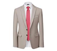Hihawk Giacca da uomo slim fit, giacca casual a due bottoni, giacca sportiva leggera per tutti i giorni., Beige, L