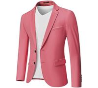 Hihawk Giacca da uomo slim fit, giacca casual a due bottoni, giacca sportiva leggera per tutti i giorni., Rosa, XS
