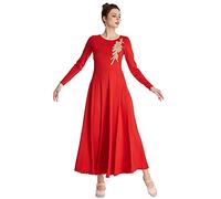 HIHCBF - Abito da Donna con Maniche a Campana per lode liturgiche, Tinta Unita, Lunghezza Intera, Ampia Altalena, vestibilità Ampia - Rosso - XX-Large