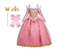 HIHCBF Costumi di Carnevale Vestito da Principessa Aurora Ragazze Dormire il costume di bellezza per Compleanno Natale Festa Halloween Cosplay Cerimonia con Accessori 7-8 anni