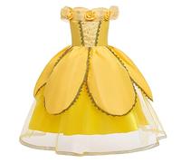 HIHCBF La Bella e La Bestia Costumi di Carnevale Ragazze Vestito da Principessa Belle per Compleanno Natale Festa Halloween Cosplay Cerimonia 2 anni