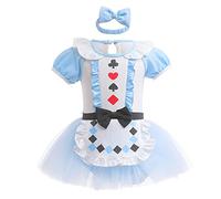 HIHCBF Neonata Costume di Carnevale Vestito da Principessa Alice Pagliaccetto per Bimba Compleanno Festa Halloween Cosplay Natale Abitini per Bambina con Archetto 3-6 mesi