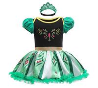 HIHCBF Neonata Costume di Carnevale Vestito da Principessa Anna Pagliaccetto per Bimba Compleanno Festa Halloween Cosplay Natale Abitini per Bambina con Archetto 3-6 mesi