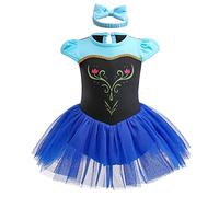 HIHCBF Neonata Costume di Carnevale Vestito da Principessa Anna Pagliaccetto per Bimba Compleanno Festa Halloween Cosplay Natale Abitini per Bambina con Archetto 6-9 mesi