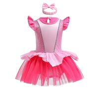 HIHCBF Neonata Costume di Carnevale Vestito da Principessa Aurora Pagliaccetto per Bimba Compleanno Festa Halloween Cosplay Natale Abitini per Bambina con Archetto 9-12 mesi