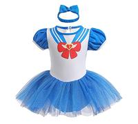 HIHCBF Neonata Costume di Carnevale Vestito da Principessa Sailor-Moon Pagliaccetto per Bimba Compleanno Festa Halloween Cosplay Natale Abitini per Bambina con Archetto 9-12 mesi