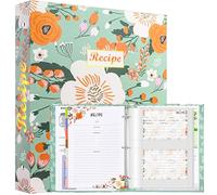 Hihealer 3 anelli Recipe Binder Large Recipe Book to Write in Your Own Recipes with Recipe Cards 4x6, Unique Gifts for Women Grandma - 32x26cm (verde)